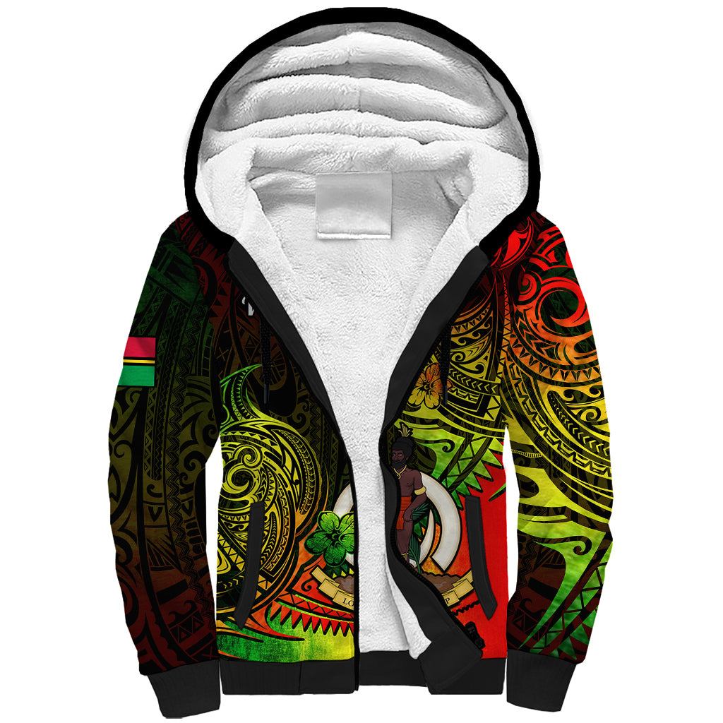 Polynesian Pride Vanuatu Sherpa Hoodie Reggae Polynesia Long God Yumi Stanap LT14 Unisex Reggae - Polynesian Pride