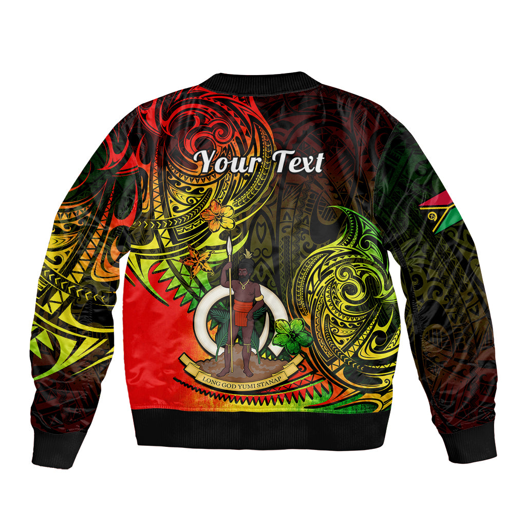 Personalised Vanuatu Bomber Jacket Reggae Polynesia Long God Yumi Stanap LT14 - Polynesian Pride