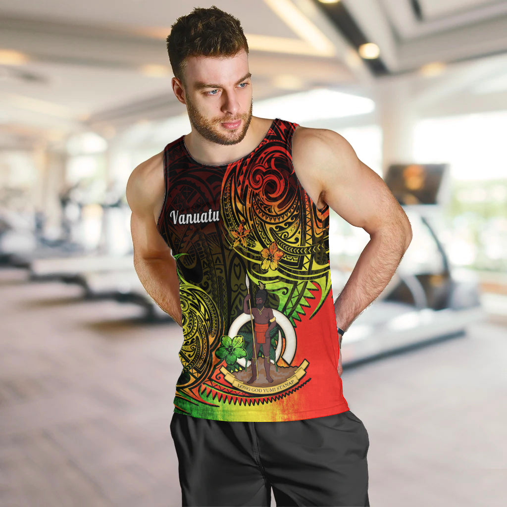 Personalised Vanuatu Men Tank Top Reggae Polynesia Long God Yumi Stanap LT14 - Polynesian Pride