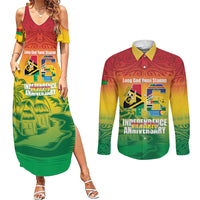 Vanuatu Indipendens Dei Couples Matching Summer Maxi Dress and Long Sleeve Button Shirt Yumi 46th Independence Anniversary