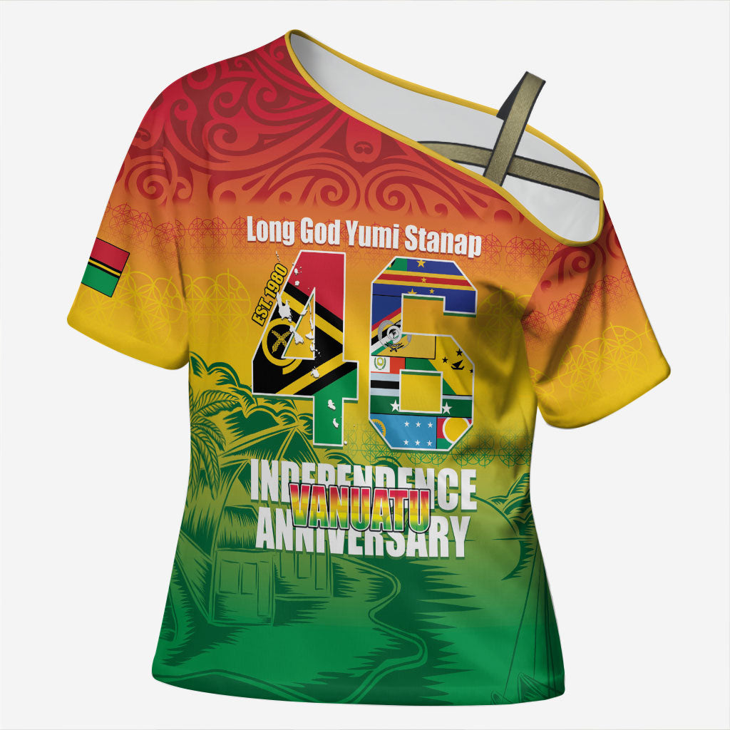 Vanuatu Indipendens Dei Cross Shoulder Shirt Yumi 46th Independence Anniversary