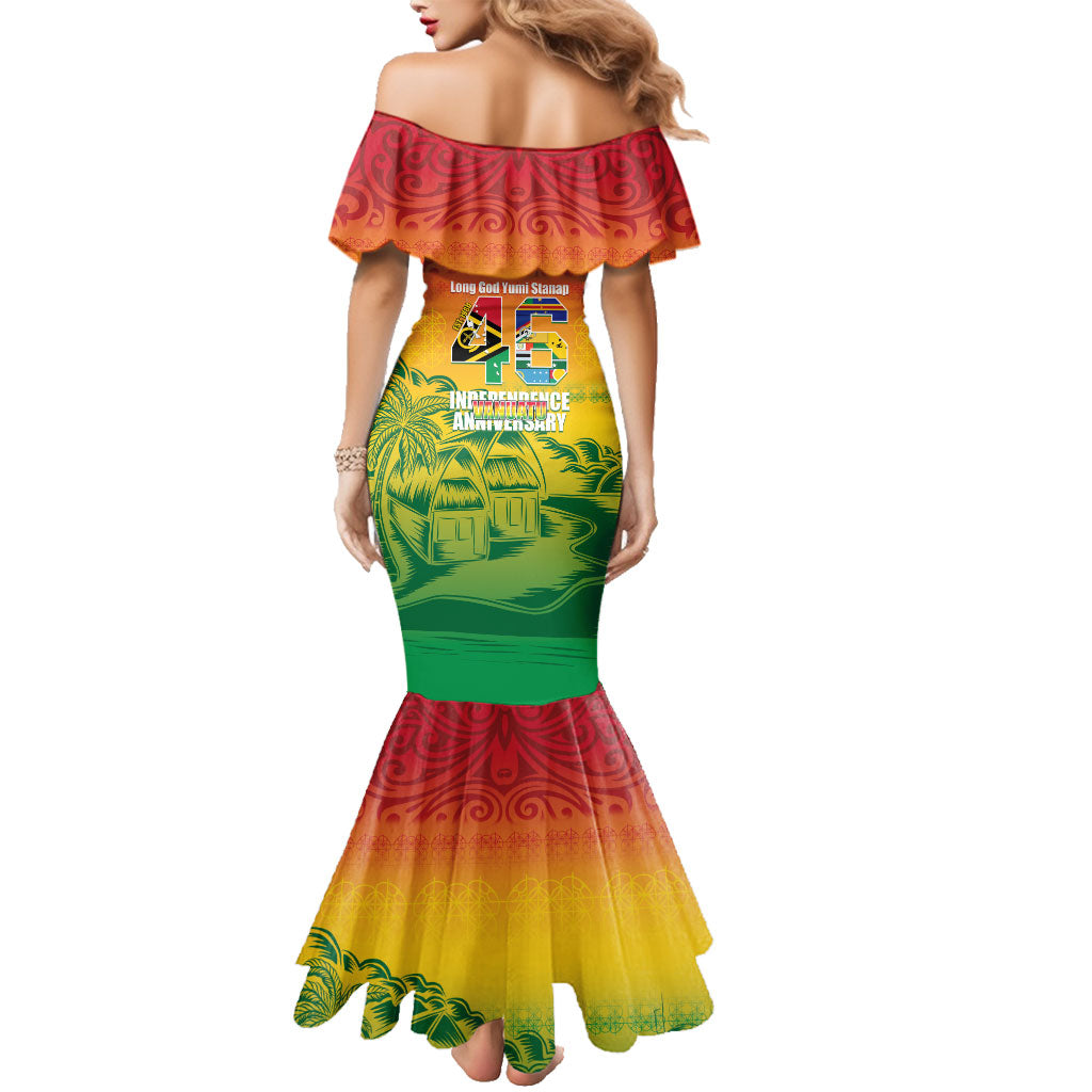 Vanuatu Indipendens Dei Family Matching Mermaid Dress and Hawaiian Shirt Yumi 46th Independence Anniversary