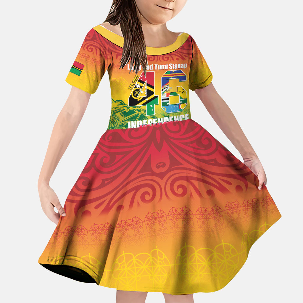 Vanuatu Indipendens Dei Family Matching Off Shoulder Short Dress and Hawaiian Shirt Yumi 46th Independence Anniversary