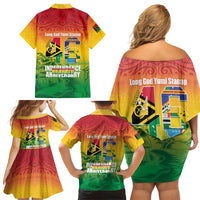 Vanuatu Indipendens Dei Family Matching Off Shoulder Short Dress and Hawaiian Shirt Yumi 46th Independence Anniversary