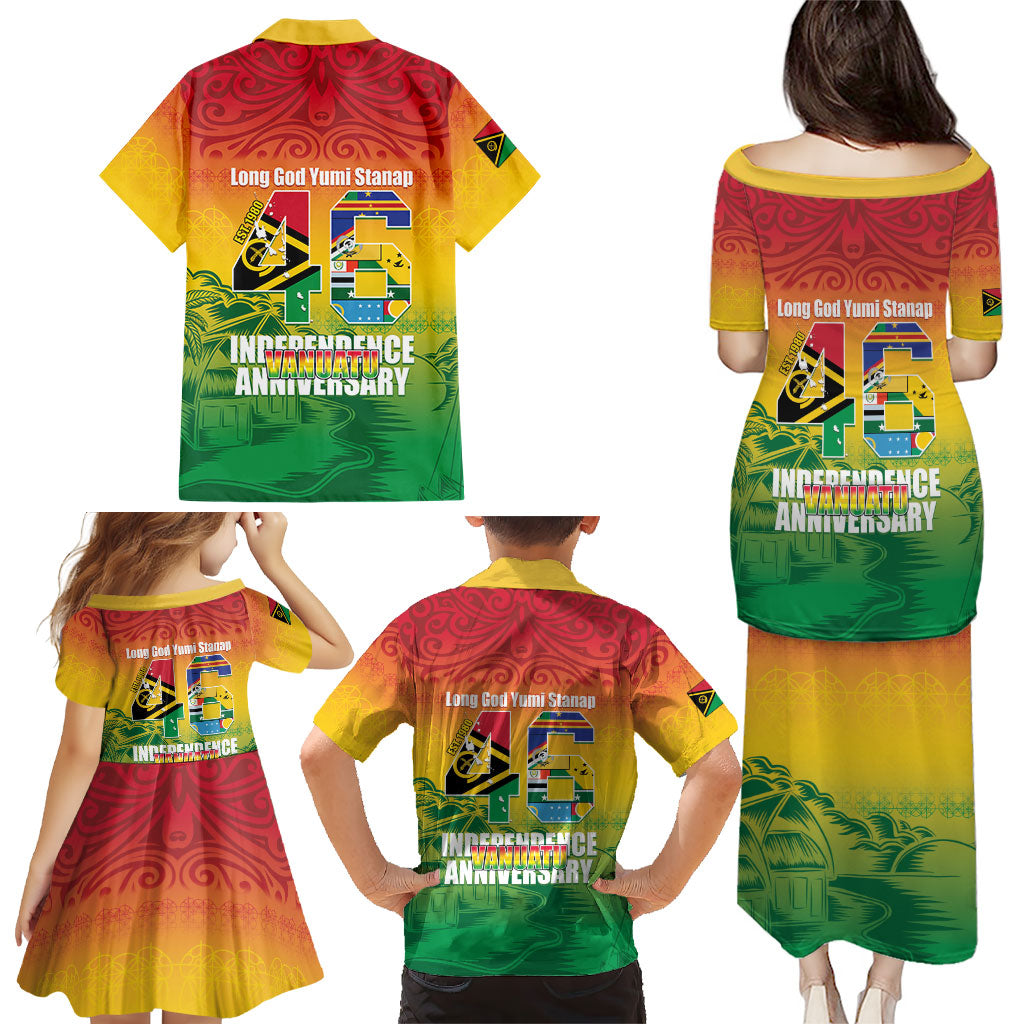 Vanuatu Indipendens Dei Family Matching Puletasi and Hawaiian Shirt Yumi 46th Independence Anniversary LT14 - Polynesian Pride