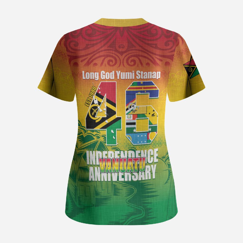 Vanuatu Indipendens Dei Scrub Top Yumi 46th Independence Anniversary