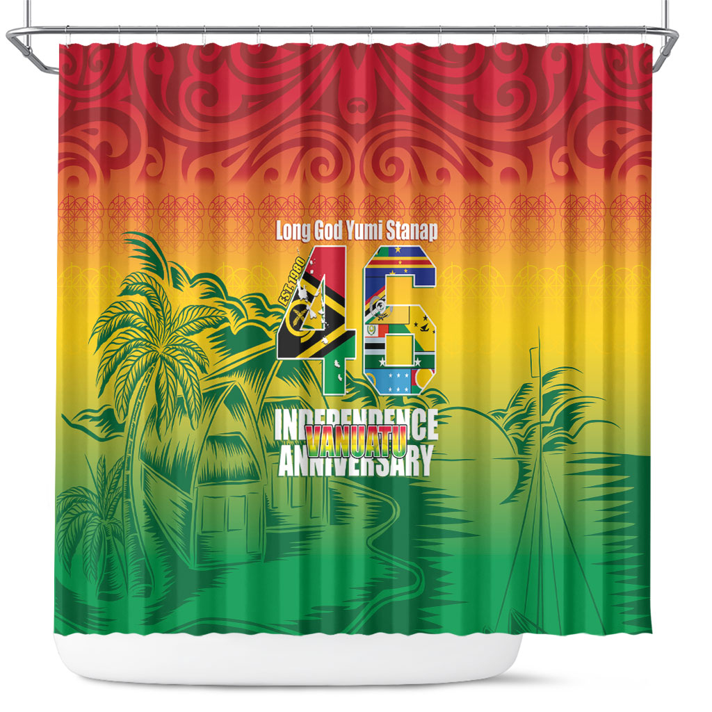 Vanuatu Indipendens Dei Shower Curtain Yumi 46th Independence Anniversary LT14 Reggae - Polynesian Pride
