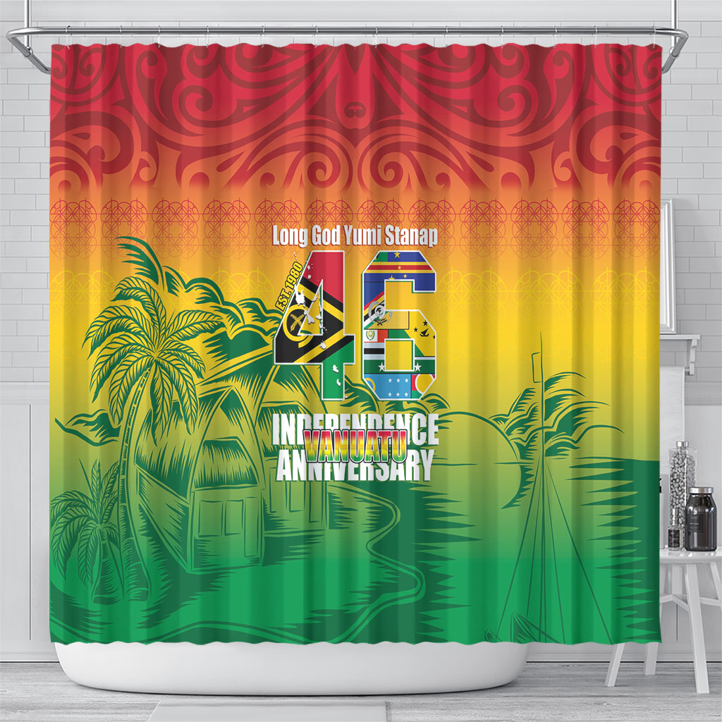 Vanuatu Indipendens Dei Shower Curtain Yumi 46th Independence Anniversary LT14 - Polynesian Pride
