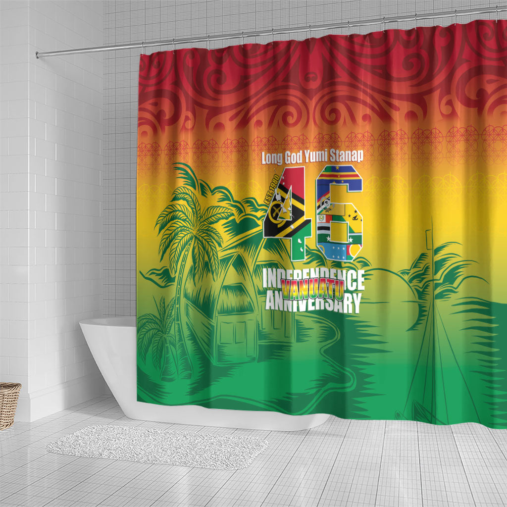 Vanuatu Indipendens Dei Shower Curtain Yumi 46th Independence Anniversary LT14 - Polynesian Pride