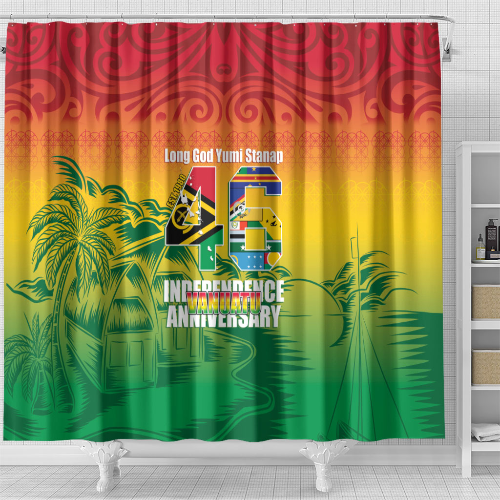 Vanuatu Indipendens Dei Shower Curtain Yumi 46th Independence Anniversary LT14 - Polynesian Pride