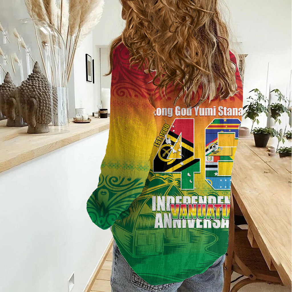 Vanuatu Indipendens Dei Women Casual Shirt Yumi 46th Independence Anniversary