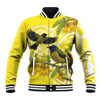 Bellbird New Zealand Baseball Jacket Korimako Kowhai Maori Pattern