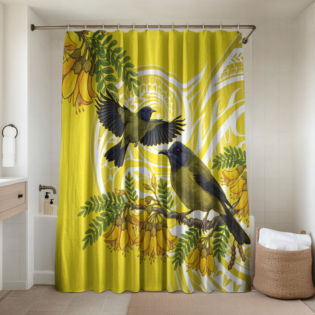 Bellbird New Zealand Bathroom Set Korimako Kowhai Maori Pattern