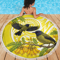 Bellbird New Zealand Beach Blanket Korimako Kowhai Maori Pattern