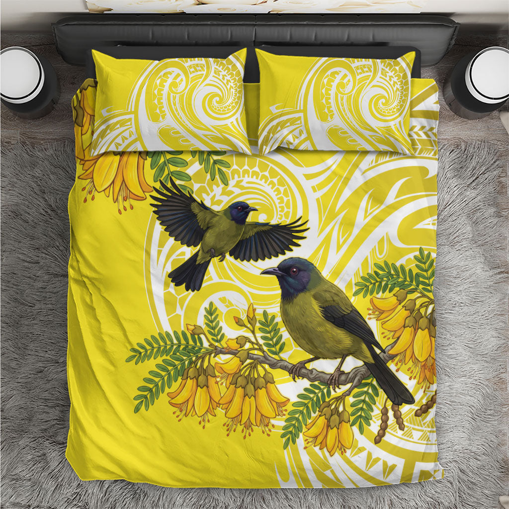 Bellbird New Zealand Bedding Set Korimako Kowhai Maori Pattern