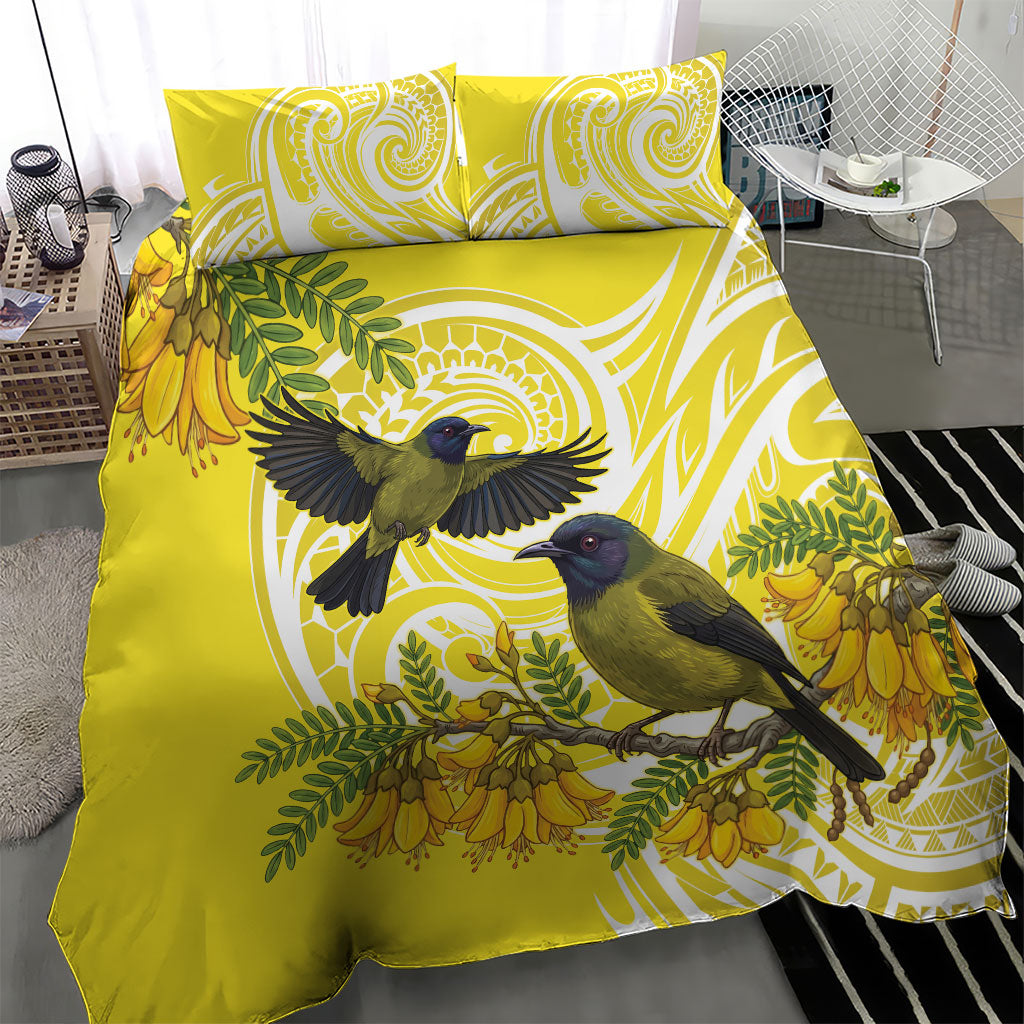 Bellbird New Zealand Bedding Set Korimako Kowhai Maori Pattern