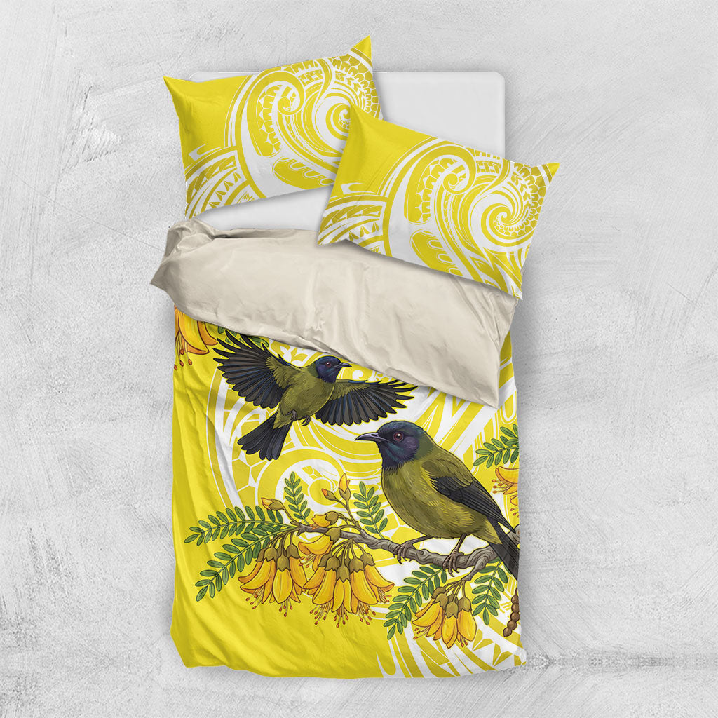 Bellbird New Zealand Bedding Set Korimako Kowhai Maori Pattern