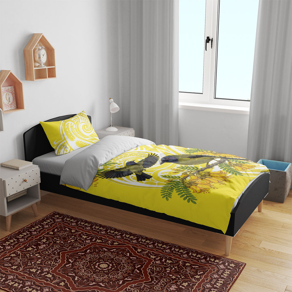 Bellbird New Zealand Bedding Set Korimako Kowhai Maori Pattern