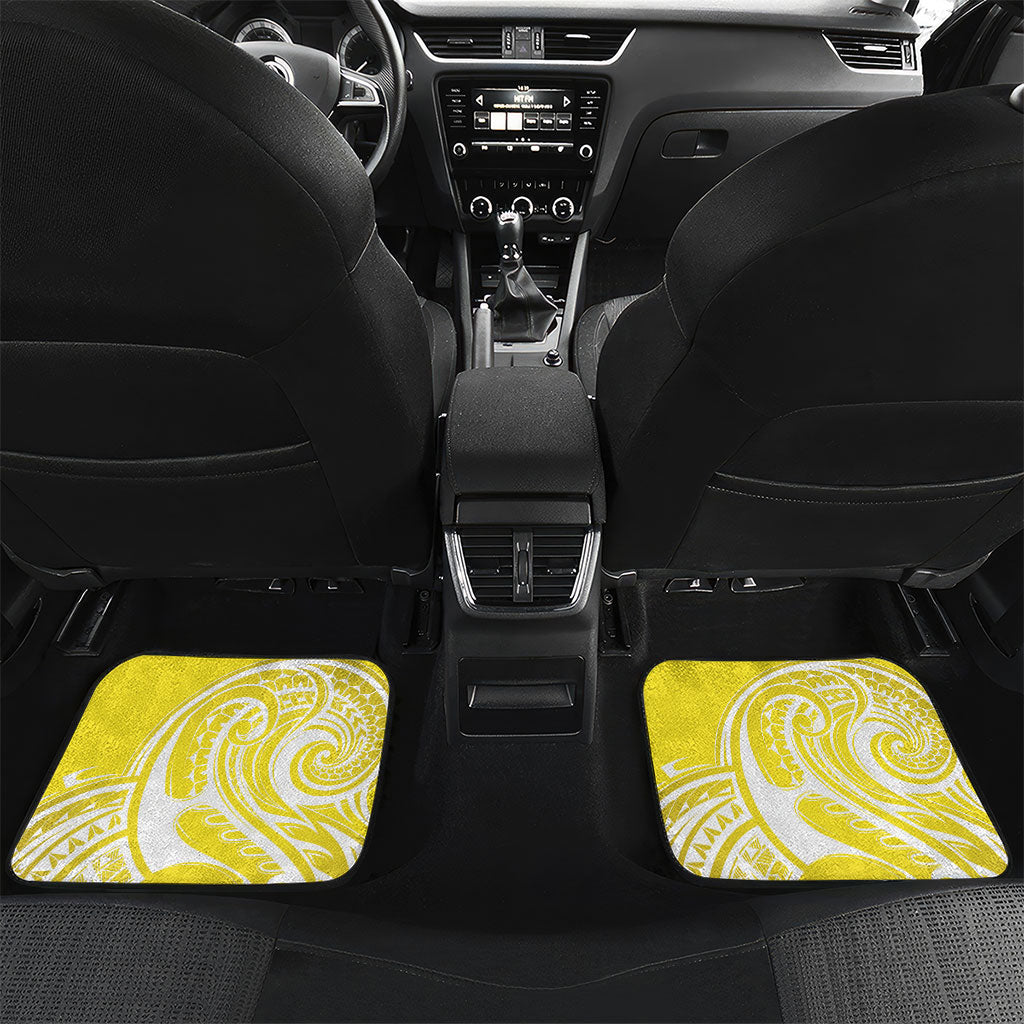 Bellbird New Zealand Car Mats Korimako Kowhai Maori Pattern LT14 Set 2pcs - Back Yellow - Polynesian Pride