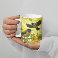Bellbird New Zealand Ceramic Mug Korimako Kowhai Maori Pattern