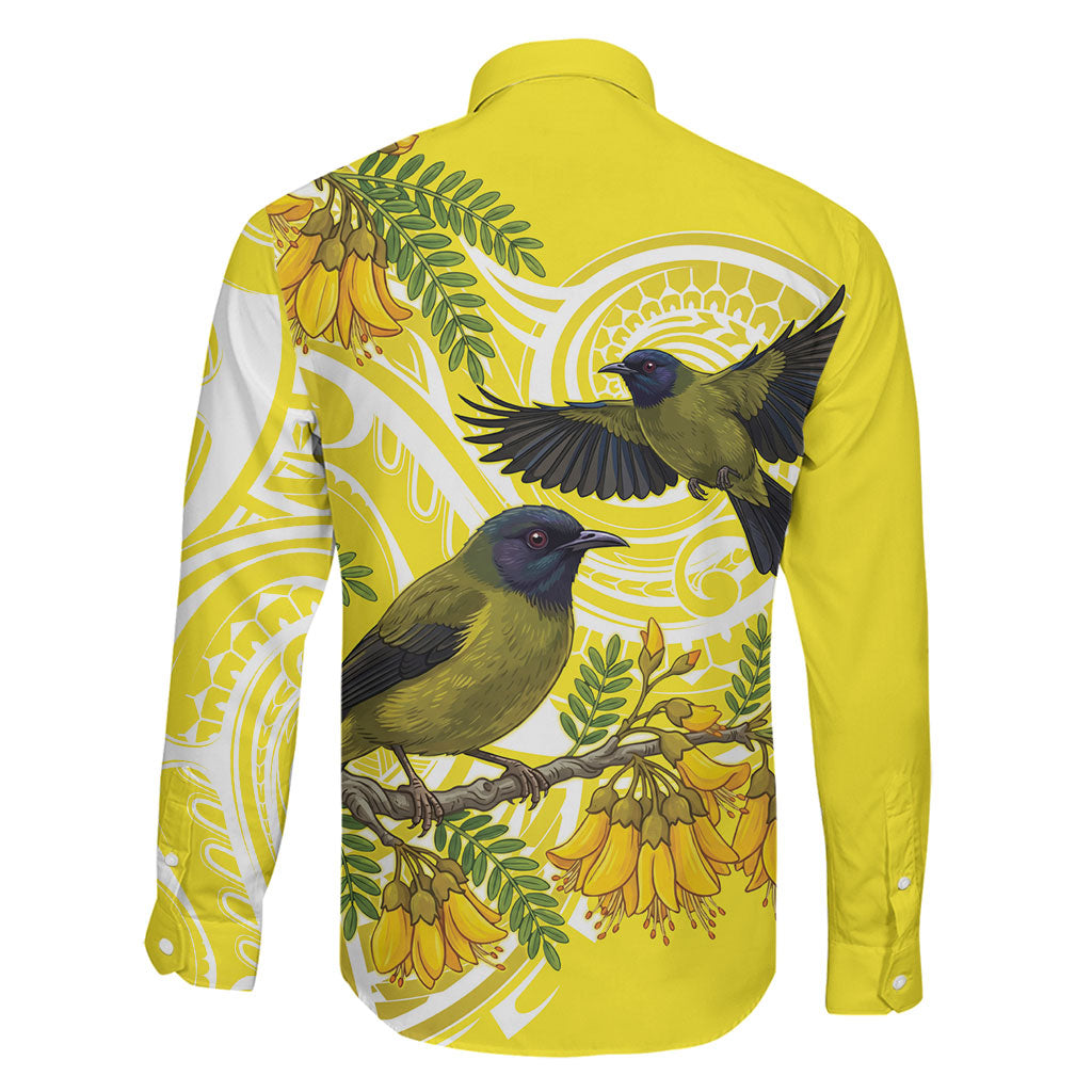 Bellbird New Zealand Family Matching Summer Maxi Dress and Hawaiian Shirt Korimako Kowhai Maori Pattern LT14 - Polynesian Pride