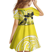 Bellbird New Zealand Family Matching Tank Maxi Dress and Hawaiian Shirt Korimako Kowhai Maori Pattern LT14 - Polynesian Pride