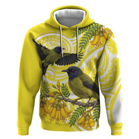 Bellbird New Zealand Hoodie Korimako Kowhai Maori Pattern