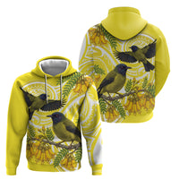 Bellbird New Zealand Hoodie Korimako Kowhai Maori Pattern