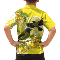 Bellbird New Zealand Kid Hawaiian Shirt Korimako Kowhai Maori Pattern