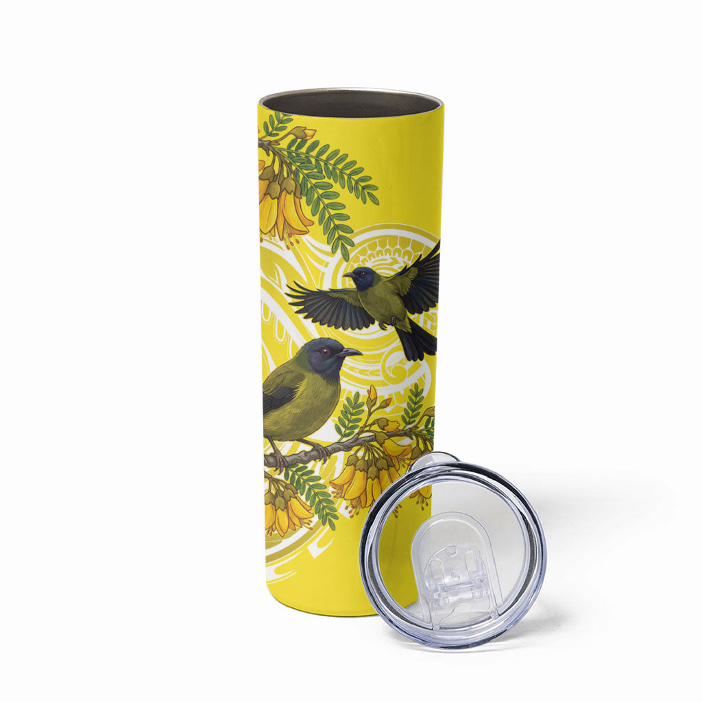 Bellbird New Zealand Skinny Tumbler Korimako Kowhai Maori Pattern LT14 - Polynesian Pride