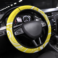 Bellbird New Zealand Steering Wheel Cover Korimako Kowhai Maori Pattern LT14 Universal Fit Yellow - Polynesian Pride