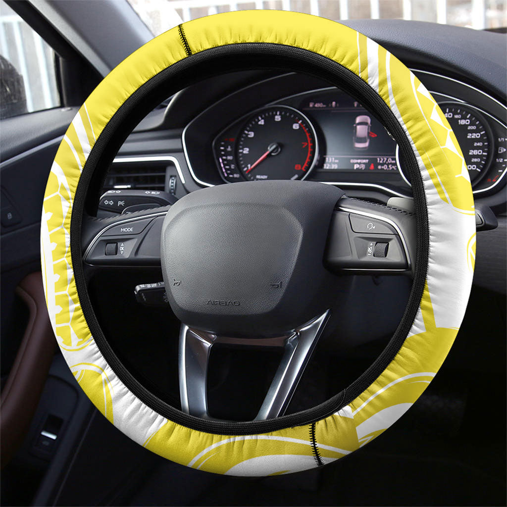 Bellbird New Zealand Steering Wheel Cover Korimako Kowhai Maori Pattern LT14 - Polynesian Pride