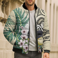 Endemic Tomtit New Zealand Bomber Puffer Jacket Miromiro Manuka Silver Fern Maori Pattern LT14 - Polynesian Pride