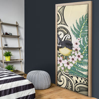 Endemic Tomtit New Zealand Door Cover Miromiro Manuka Silver Fern Maori Pattern LT14 - Polynesian Pride