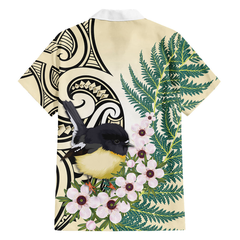 Endemic Tomtit New Zealand Family Matching Long Sleeve Bodycon Dress and Hawaiian Shirt Miromiro Manuka Silver Fern Maori Pattern LT14 - Polynesian Pride