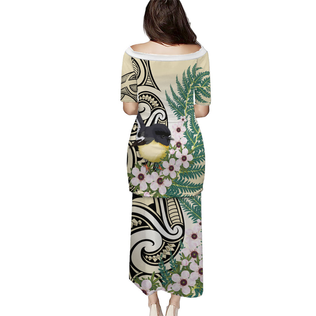 Endemic Tomtit New Zealand Family Matching Puletasi and Hawaiian Shirt Miromiro Manuka Silver Fern Maori Pattern LT14 - Polynesian Pride