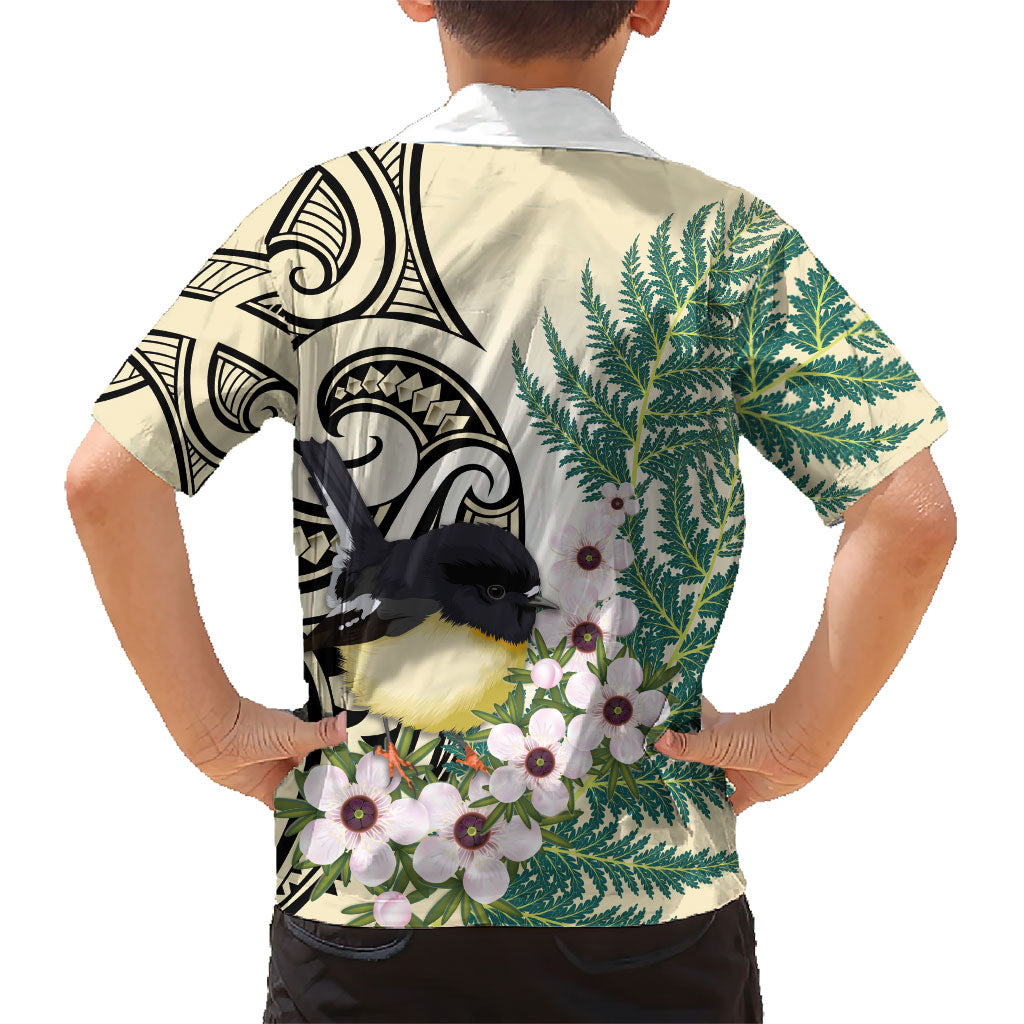 Endemic Tomtit New Zealand Family Matching Summer Maxi Dress and Hawaiian Shirt Miromiro Manuka Silver Fern Maori Pattern LT14 - Polynesian Pride