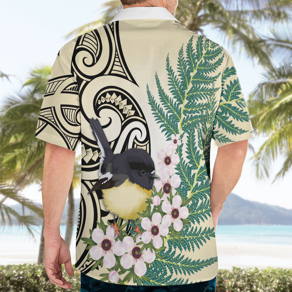 Endemic Tomtit New Zealand Hawaiian Shirt Miromiro Manuka Silver Fern Maori Pattern LT14 - Polynesian Pride