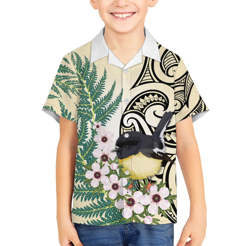 Endemic Tomtit New Zealand Hawaiian Shirt Miromiro Manuka Silver Fern Maori Pattern LT14 - Polynesian Pride