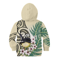 Endemic Tomtit New Zealand Kid Hoodie Miromiro Manuka Silver Fern Maori Pattern LT14 - Polynesian Pride
