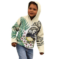 Endemic Tomtit New Zealand Kid Hoodie Miromiro Manuka Silver Fern Maori Pattern LT14 - Polynesian Pride