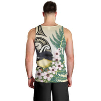Endemic Tomtit New Zealand Men Tank Top Miromiro Manuka Silver Fern Maori Pattern