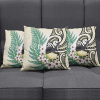 Endemic Tomtit New Zealand Pillow Cover Miromiro Manuka Silver Fern Maori Pattern