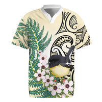 Endemic Tomtit New Zealand Rugby Jersey Miromiro Manuka Silver Fern Maori Pattern