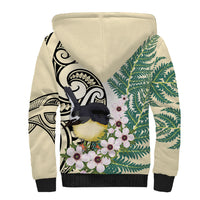 Endemic Tomtit New Zealand Sherpa Hoodie Miromiro Manuka Silver Fern Maori Pattern LT14 - Polynesian Pride