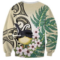 Endemic Tomtit New Zealand Sweatshirt Miromiro Manuka Silver Fern Maori Pattern