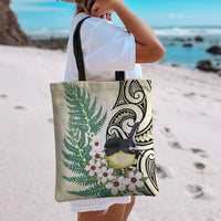 Endemic Tomtit New Zealand Tote Bag Miromiro Manuka Silver Fern Maori Pattern