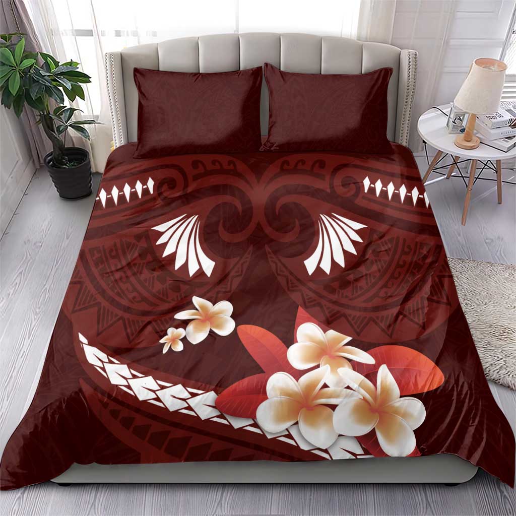 Oxblood Polynesia Bedding Set Tribal Pattern Tropical Frangipani LT14 - Polynesian Pride