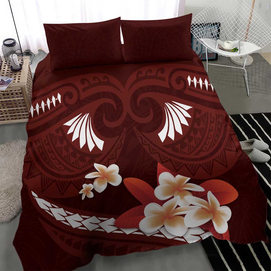 Oxblood Polynesia Bedding Set Tribal Pattern Tropical Frangipani LT14 - Polynesian Pride