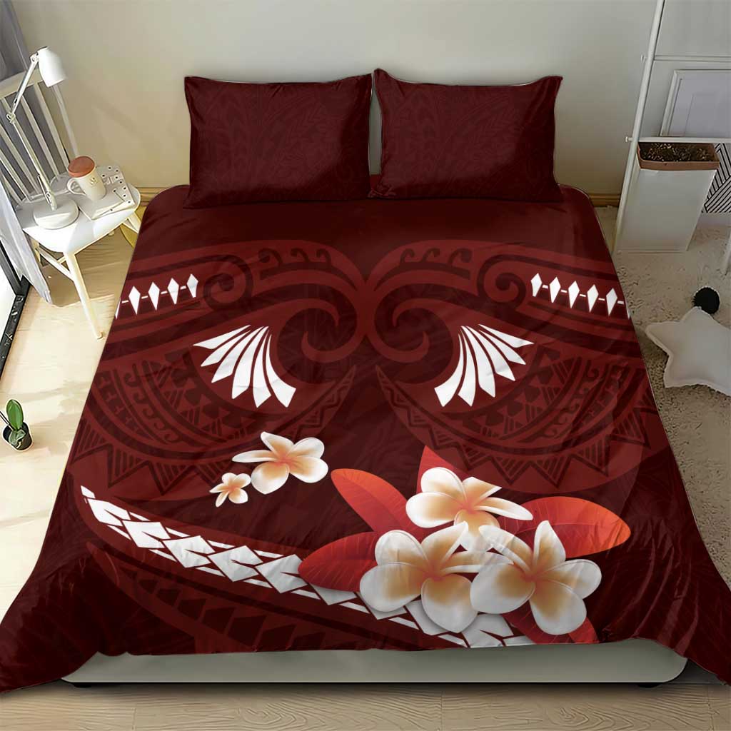 Oxblood Polynesia Bedding Set Tribal Pattern Tropical Frangipani LT14 - Polynesian Pride